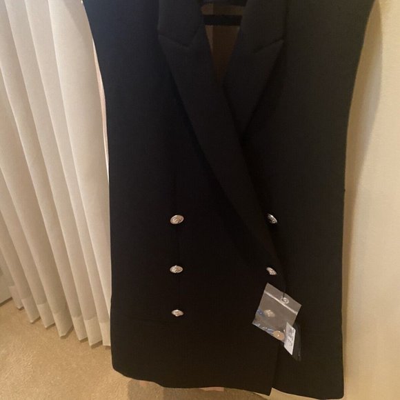 Versace Versus Black Double Breasted Blazer Vest Dress W/ Open Back 44 NWT - Picture 5 of 12